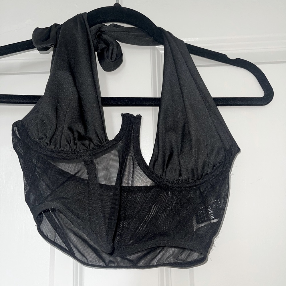 Small black halter crop top
